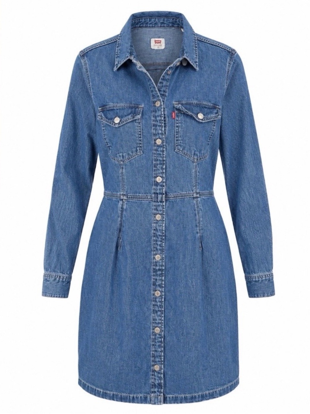 Levi's Blue Denim Button-Front Long Sleeve Shirt Dress - Picture 1 of 6